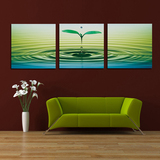 抽象简约客厅沙发背景装饰画水滴春苗室内墙面壁画挂画三联画