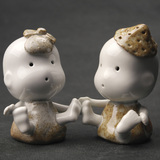 景德镇陶瓷摆件纯手工制作 创意陶瓷娃娃1对 陶瓷工艺品 茶宠