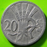 捷克斯洛伐克硬币1921年20赫勒.近百年钱币