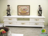 实木田园风格韩式/手绘彩绘五抽电视柜视听柜收纳柜储物柜可定制