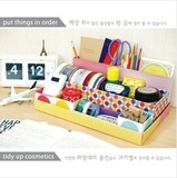 B68007特价 韩版小圆点DIY化妆品收纳盒桌面纸质收纳柜整理
