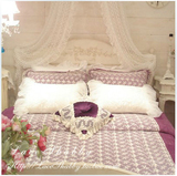 韩国进口代购家纺紫色龙骨刺绣蕾丝婚庆床上用品床品四件套六件套