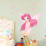 艾菲幼儿园儿童房公主女孩卧室床头背景装饰卡通小天使贴画墙贴纸