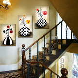 楼梯玄关装饰画客厅卧室挂画沙发背景墙画抽象花瓶欧式现代无框画