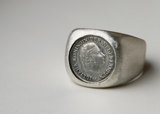 【个性定制】以色列设计师Liat 纯银925印刻情侣旅行戒指 硬币