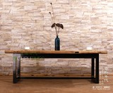 正品欧美式乡村实木家具复古铁艺餐厅餐桌椅组合原木长书桌办公桌