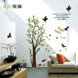 依瑞 小鸟绿树可移除墙贴 客厅电视墙简约 卧室墙书房墙饰贴纸