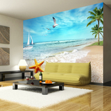 大型壁画3d立体海景风景墙纸电视客厅卧室背景墙地中海壁纸墙布