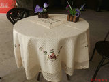 棉麻现代简约台布茶几盖布圆餐桌布米黄格子双11全民布艺植物花卉