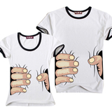 2014年新款个性潮夏装手抓3d 搞笑创意个性T恤2只手短袖t恤情侣装