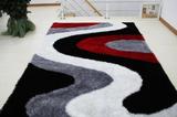 简约现代特价加厚时尚韩国亮丝客厅卧室茶几黑白图案定做满铺地毯