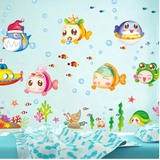 包邮 海底世界泡泡鱼墙贴纸卡通浴室防水贴画幼儿园儿童房墙装饰