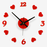 红色心形DIY粘贴时钟 个性静音客厅钟表现代墙钟创意婚房艺术挂钟