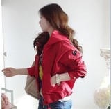 香港专柜代购 新款红色开衫显瘦连帽短款外套棒球服女款春秋装