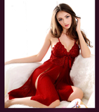性感女情趣内衣透视极度诱惑长裙蕾丝胖mm大码真人套装红睡衣制服