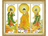 精准印花十字绣西方三圣图新款佛教人物阿弥陀佛大幅三圣佛像款