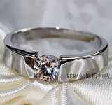 结婚订婚仿真钻石戒指纯银镀铂金60分男女款情侣对戒指饰品