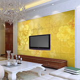 3D立体瓷砖背景墙 客厅沙发电视背景墙瓷砖 雕刻瓷砖金色牡丹包邮