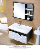 欧式卫浴黑白浴室柜欧式现代简约橡木实木吊柜洗脸台隐藏式镜柜