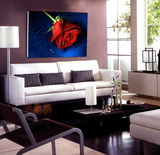 现代客厅装饰画书房壁画无框画挂画单联装饰画客厅 花卉 绽放玫瑰