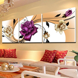 客厅墙画现代简约装饰画沙发背景三联无框壁画卧室床头挂画牡丹花