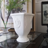 白色复古陶瓷花瓶 插花美式欧式客厅家居装饰品摆设餐桌假花