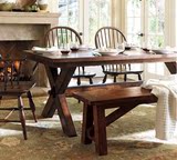 美式乡村实木长方形餐桌 个性粗狂书桌 实木咖啡桌 多人餐桌定制