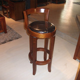 全实木吧台椅新古典金丝柚木凳子靠背吧台转椅子简约中式吧椅实木