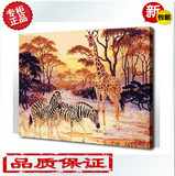 正品DIY数字油画动物斑马与长颈鹿热带雨林40*50 50*65 60*75cm