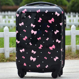 韩国拉杆箱时尚黑色女生粉色蝴蝶结旅行箱22寸万向轮行李箱密码箱
