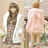 秋冬季新款韩版女装 可爱兔子耳朵风衣休闲短外套 百搭卫衣绒衫女