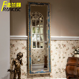 高档欧式印度泰国风格实木雕花边框穿衣镜长方形墙壁挂条镜全身镜