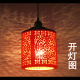 中式灯饰灯具实木古典陶瓷玄关过道阳台单头吸顶灯具中国红吊灯