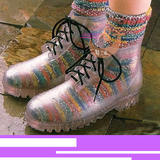 短筒平跟 女时尚雨鞋雨靴 透明耐寒环保 外贸原单 马丁靴