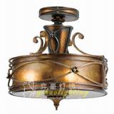 欧式树脂古铜半吊灯 卧室圆形走廊吊锅灯饰 仿古做旧阳台吸顶的灯