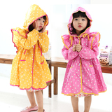 包邮！韩国公主儿童雨衣 荷叶边 水玉点 娃娃款儿童雨披 宝宝雨衣