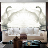 温馨床头大型壁画现代简约 客厅电视背景墙纸 沙发田园壁纸天鹅湖