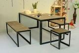美式乡村LOFT铁艺组装餐桌椅复古实木咖啡厅餐桌凳酒吧桌特价