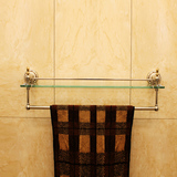 卫生间五金挂件玻璃置物架单层 不锈钢浴室置物架毛巾杆毛巾架1#