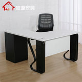 上海办公家具黑白办公桌单人钢木结合职员转角卡位桌员工电脑桌