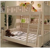韩式田园儿童床白色1.5上下铺 高低床 成人双层床母子床 实木家具