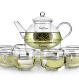 耐热玻璃花茶壶透明可直火加温功夫茶壶茶具茶道四合一套装小茶壶