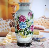 景德镇陶瓷大花瓶 落地 高档粉彩瓷瓶 客厅摆件 白色家居装饰品