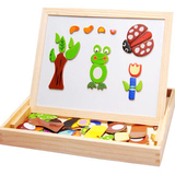 动物磁性拼拼乐 木制儿童早教卡通益智立体拼图白板3岁以上玩具