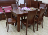 海棠木 纯实木餐桌1.5米1.38米 1.3米饭桌餐桌椅组合 一桌6椅四椅