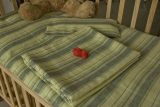 宝宝新生儿 纯亚麻婴儿床上用品 床品 婴儿床单 枕套 被套三件套