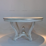 欧式圆桌新椅组合新古典餐桌实木餐椅组装不可调节6人1层不可伸缩