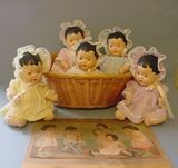 美国博物馆限量收藏 古董娃娃 可爱五胞胎复制 baby doll