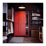 重庆宜家家居IKEA代购HEMNES汉尼斯双滑门衣柜实木简约衣柜红色