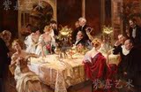 高档纯手绘欧式油画客厅卧室餐厅定制装饰古典宫廷人物聚会包邮